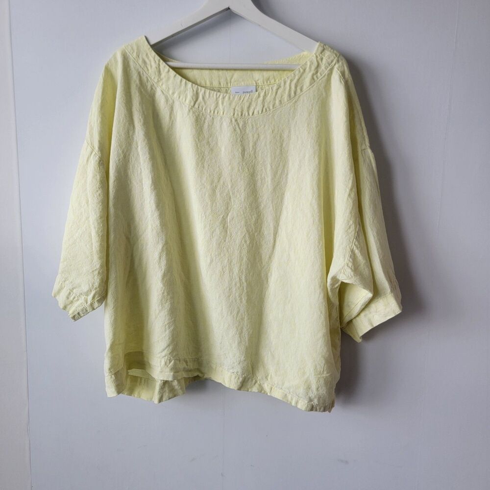 J.jill pure jill womens 100% linen top size L boxy beachy relax short sleeve